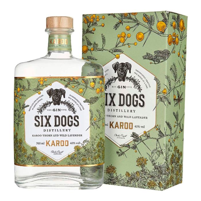 Gin Six Dogs Karoo Litros 43º (R) + Estuche 0.70 L.